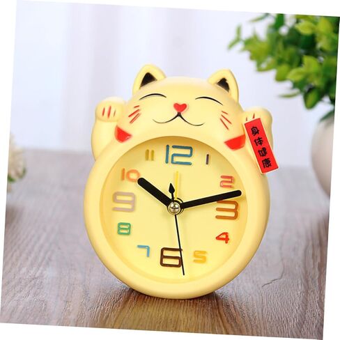 Wakauto Cute Cat Alarm Clock for Kids Silent No Ticking Battery Computed Boy Girls Cartoon Desk Clock for Bedroom Without Battery Yellow,3.38 X 1.37 X 4.13 Inches in Saudi Arabia