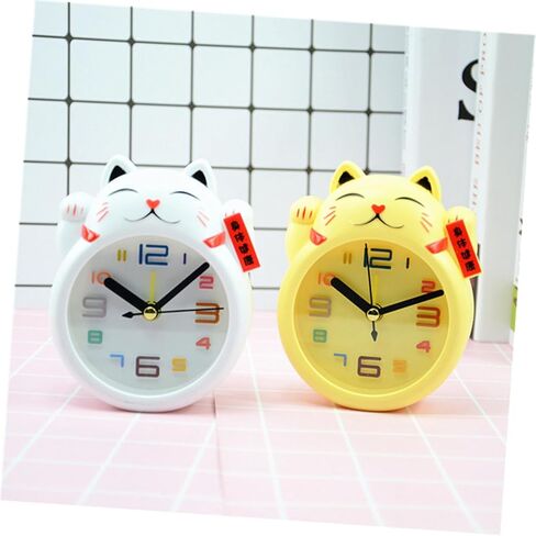 Wakauto Cute Cat Alarm Clock for Kids Silent No Ticking Battery Computed Boy Girls Cartoon Desk Clock for Bedroom Without Battery Yellow,3.38 X 1.37 X 4.13 Inches in Saudi Arabia