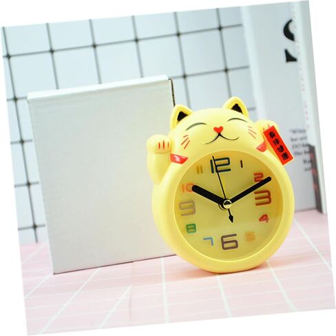 Wakauto Cute Cat Alarm Clock for Kids Silent No Ticking Battery Computed Boy Girls Cartoon Desk Clock for Bedroom Without Battery Yellow,3.38 X 1.37 X 4.13 Inches in Saudi Arabia