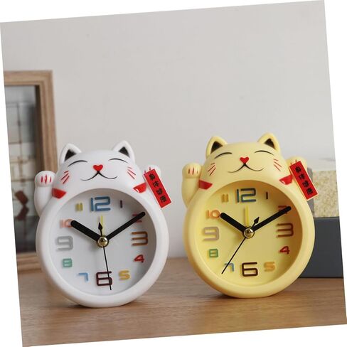 Wakauto Cute Cat Alarm Clock for Kids Silent No Ticking Battery Computed Boy Girls Cartoon Desk Clock for Bedroom Without Battery Yellow,3.38 X 1.37 X 4.13 Inches in Saudi Arabia