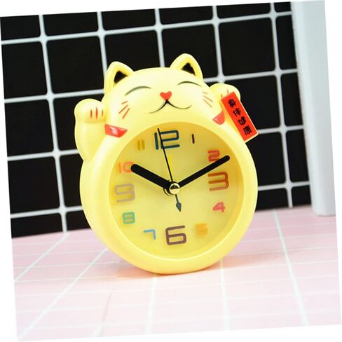 Wakauto Cute Cat Alarm Clock for Kids Silent No Ticking Battery Computed Boy Girls Cartoon Desk Clock for Bedroom Without Battery Yellow,3.38 X 1.37 X 4.13 Inches in Saudi Arabia
