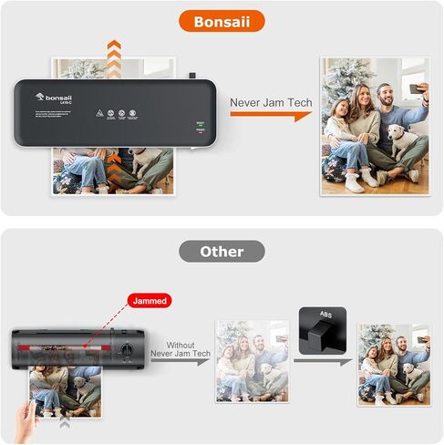 Bonsaii Laminator Machine, 9 Inch Laminator Machine with 50 Laminating Sheets, Laminator with Never Jam Technology for Doc/Posters/Photo, Simple Convenient for Home, Office and School - L418-C Grey in Kuwait