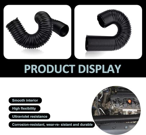 Air Intake Pipe, Retractable Flexible Air Guide Hose, High Temperature Resistant Modified Intake System Accessories, for Most Cars Trucks (Black #76 mm) in Saudi Arabia