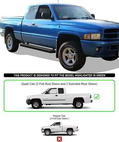 HD Ridez Stainsal Steel Sede Bars 6 "أسود متوافق مع دودج رام 1500 1994-2001 Club Cab & Ram 2500 3500 1994-2002 (استبعاد نمط الجسم 02 تم بيعه في 01) (Nerf Bar Side Bars) in Saudi Arabia