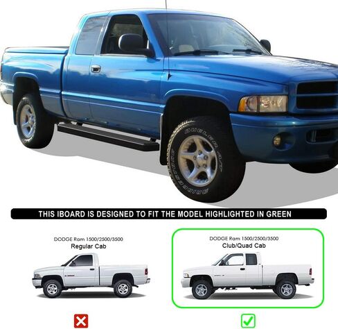 HD Ridez Stainsal Steel Sede Bars 6 "أسود متوافق مع دودج رام 1500 1994-2001 Club Cab & Ram 2500 3500 1994-2002 (استبعاد نمط الجسم 02 تم بيعه في 01) (Nerf Bar Side Bars) in Saudi Arabia