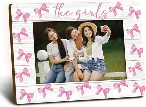 Besties Sister 4x6 Picture Frame, Friends Best Friends Wooden Picture Frame, Bestie Gifts for Women, The Girls Pink Coquette Preppy Bow Decorative Photo Frames for Table Desk Decor in Saudi Arabia