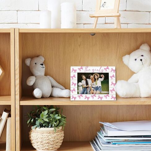 Besties Sister 4x6 Picture Frame, Friends Best Friends Wooden Picture Frame, Bestie Gifts for Women, The Girls Pink Coquette Preppy Bow Decorative Photo Frames for Table Desk Decor in Saudi Arabia