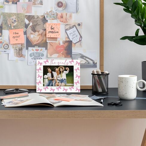 Besties Sister 4x6 Picture Frame, Friends Best Friends Wooden Picture Frame, Bestie Gifts for Women, The Girls Pink Coquette Preppy Bow Decorative Photo Frames for Table Desk Decor in Saudi Arabia