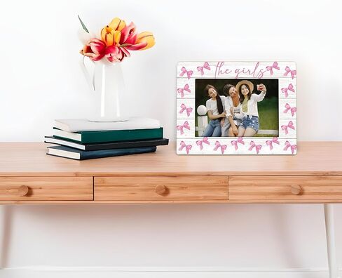 Besties Sister 4x6 Picture Frame, Friends Best Friends Wooden Picture Frame, Bestie Gifts for Women, The Girls Pink Coquette Preppy Bow Decorative Photo Frames for Table Desk Decor in Saudi Arabia