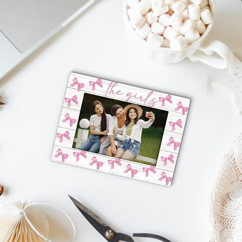 Besties Sister 4x6 Picture Frame, Friends Best Friends Wooden Picture Frame, Bestie Gifts for Women, The Girls Pink Coquette Preppy Bow Decorative Photo Frames for Table Desk Decor in Saudi Arabia
