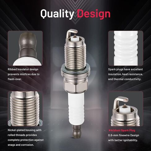 BDFHYK 9614 Iridium Spark Plugs Compatible with Acura CSX MDX RL RSX TL TSX,Compatible with Honda Accord Civic CR-V Element 1.8L 2.0L 2.4L 3.0L 3.2L 3.5L 3.7L, Set of 4 in Saudi Arabia