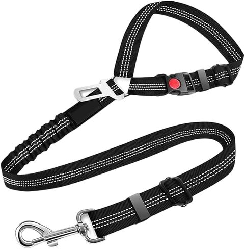 Best Dog Supplies Dog Car Seatbelt - Adjustable Buckle Design Elastic Nylon Vehicle Seatbelt Plus Durable Tangle-Free Headrest Harness Sturdy Dog Seatbelt - Perfect for Pets – Purple in Saudi Arabia