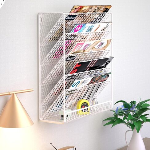 Wall File Holder Hanging Mail Organizer Metal Chicken Wire Wall Mount Magazine Rack for Home and Office (Black) in Kuwait