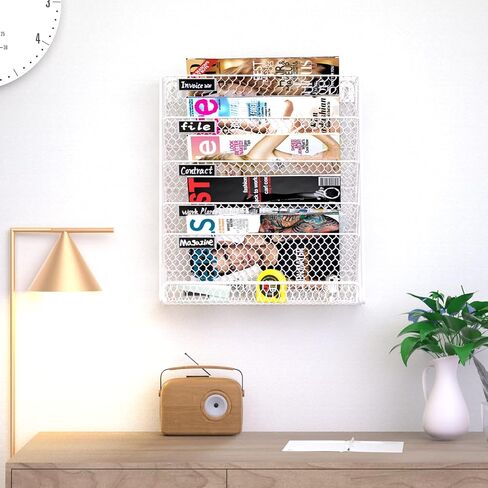 Wall File Holder Hanging Mail Organizer Metal Chicken Wire Wall Mount Magazine Rack for Home and Office (Black) in Kuwait