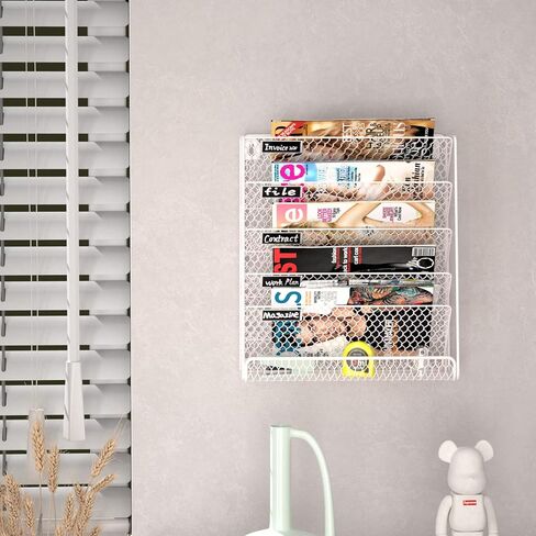 Wall File Holder Hanging Mail Organizer Metal Chicken Wire Wall Mount Magazine Rack for Home and Office (Black) in Kuwait