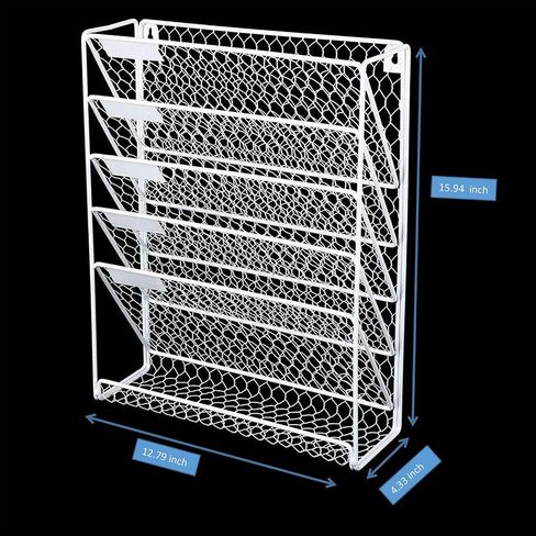 Wall File Holder Hanging Mail Organizer Metal Chicken Wire Wall Mount Magazine Rack for Home and Office (Black) in Kuwait