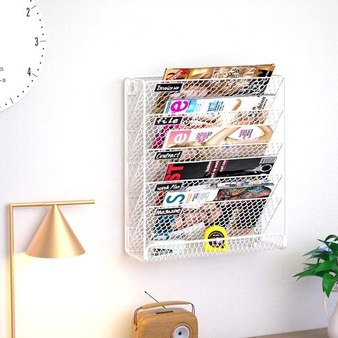 Wall File Holder Hanging Mail Organizer Metal Chicken Wire Wall Mount Magazine Rack for Home and Office (Black) in Kuwait
