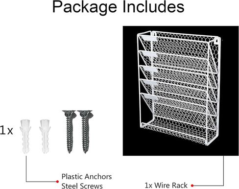 Wall File Holder Hanging Mail Organizer Metal Chicken Wire Wall Mount Magazine Rack for Home and Office (Black) in Kuwait
