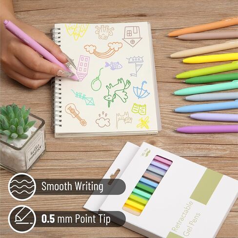 Mr. Pen- Retractable Gel Pens, 12Pack, Black Ink, Late Harvest Color Barrel Gel Pens, Gel Pens Fine Point 0.5mm, Retractable Pens, Cute Pens, Gel Ink Pens, Aesthetic Pens for Journaling Fine Tip Pens in Saudi Arabia