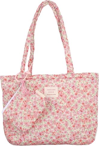 Floral Quilted 2-in-1 Bag Set for Wome Cotton Large Capacity Thickened Handbag Shoulder Tote Mini Organizer Pouch A040 in Saudi Arabia