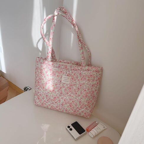 Floral Quilted 2-in-1 Bag Set for Wome Cotton Large Capacity Thickened Handbag Shoulder Tote Mini Organizer Pouch A040 in Saudi Arabia