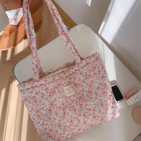 Floral Quilted 2-in-1 Bag Set for Wome Cotton Large Capacity Thickened Handbag Shoulder Tote Mini Organizer Pouch A040 in Saudi Arabia