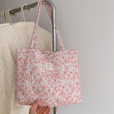 Floral Quilted 2-in-1 Bag Set for Wome Cotton Large Capacity Thickened Handbag Shoulder Tote Mini Organizer Pouch A040 in Saudi Arabia