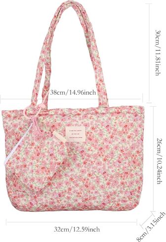 Floral Quilted 2-in-1 Bag Set for Wome Cotton Large Capacity Thickened Handbag Shoulder Tote Mini Organizer Pouch A040 in Saudi Arabia
