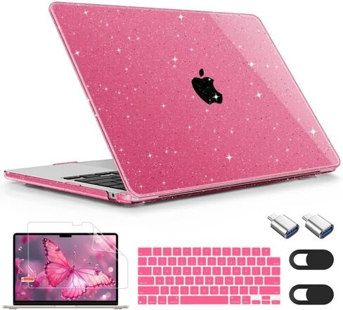 Mektron Case for 2025 M4 MacBook Air 13.6 Inch A3240, Plastic Hard Shell Cases for 2022/2024 MacBook Air 13.6" A2681/A3113 Apple M2/M3 Chip with Liquid Retina Display Fits Touch ID, Crystal Pink in Saudi Arabia