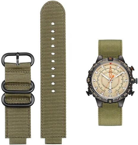 hooson Canvas Convex watch Strap For TIMEX Tide Compass T2N721 T2N720 TW2T76500 TW2T76300 Nylon Wristband Bracelet in Saudi Arabia