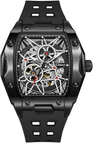 Men's Watches Automatic Mechanical Wristwatch Tonneau Hollow Design 30M Waterproof Luminous Self-Winding in Saudi Arabia