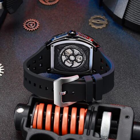 Men's Watches Automatic Mechanical Wristwatch Tonneau Hollow Design 30M Waterproof Luminous Self-Winding in Saudi Arabia