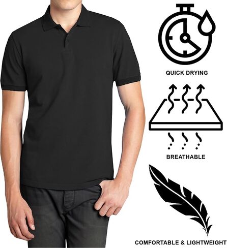 Galaxy by Harvic 5-Pack Men Short Short Pique Pique Pique Shirt Fort Fort مع طوق مضلع ونسيج قطن قطني قابل للتنفس in Kuwait