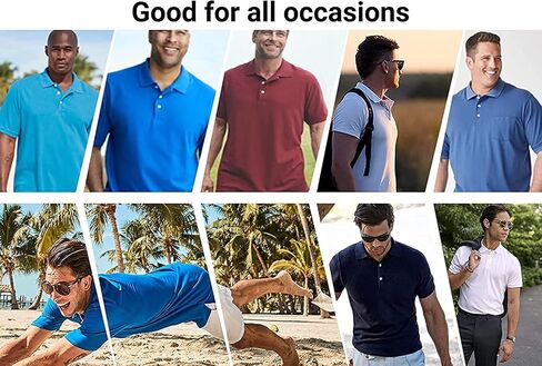 Galaxy by Harvic 5-Pack Men Short Short Pique Pique Pique Shirt Fort Fort مع طوق مضلع ونسيج قطن قطني قابل للتنفس in Kuwait