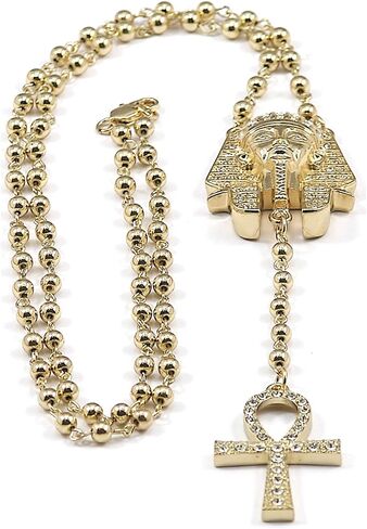Gwood Pharaoh مع معلقات Ankh Rosary قلادة طويلة 31 بوصة in Kuwait