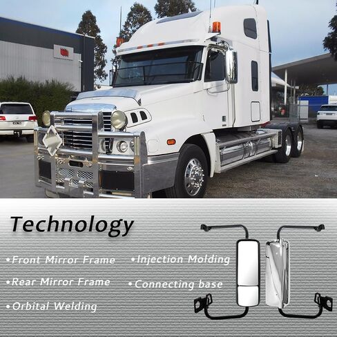 مرآة الباب تناسب 2007 Freightliner Century 1996-2017 مرآة الجانب الشاحنات مع تسخين الطاقة (Chrome (Silver) ، يسار) in Kuwait