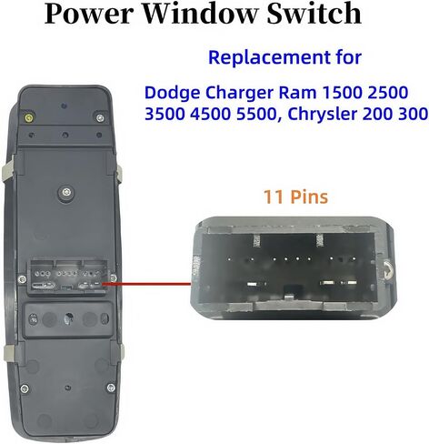 68139805AB Master Power Window Switch متوافق مع 2011-2020 Chrysler 300 2015-2017 Chrysler 200 2011-2019 Dodge Charger 2016-2022 RAM 1500 2500 3500 استبدال 56046823 سائق سائق in Saudi Arabia