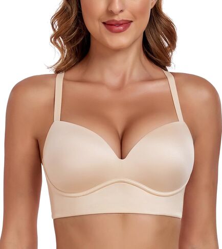 Lemorosy Women's Push Up Wireless Bra Multiway Convertible Plunge V Brassiere No Underwire Padded Comfortable T Shirt Bras in Kuwait
