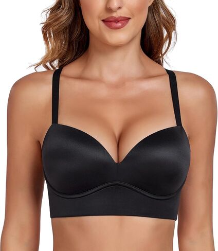 Lemorosy Women's Push Up Wireless Bra Multiway Convertible Plunge v Brassiere No Underwire Pated Most Most Moxt in Kuwait