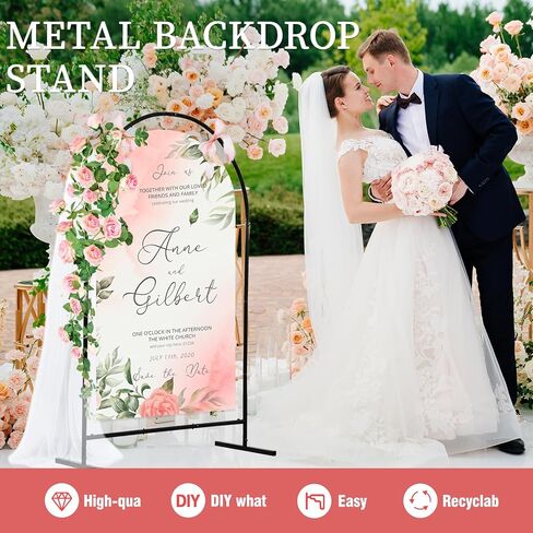 Wedding Welcome Sign Stand, 57x31x15 Easel Stand for Sign with Leather Straps, Flower Vine, Vow Card, Welcome to Our Wedding Sign Stand Holder, Heavy Duty Floor Stand Easel for Wedding Birthday Party in Saudi Arabia