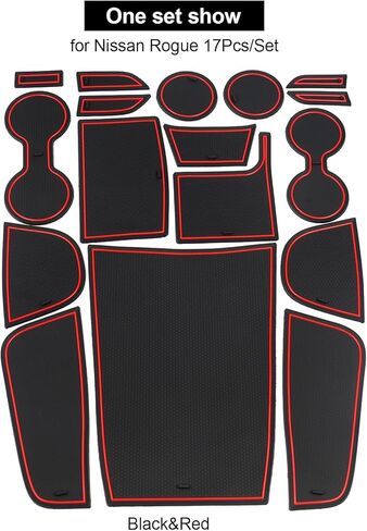 الحصير الجيب لبطانة القطع للبطانة لنيسان روغ 2021-2024 2025 الملحقات الداخلية غير الانزلاق حامل كأس الغبار ، حصير بطانة وحدة التحكم المركزية ، بطانات جيب الأبواب 17 مساءً in Kuwait