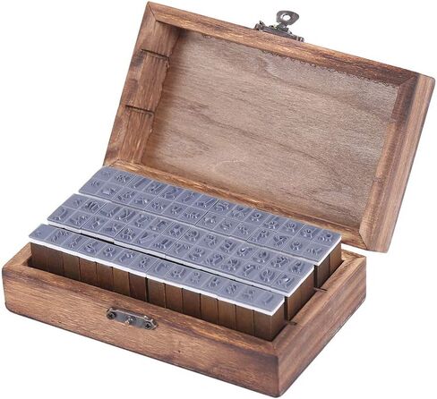 YPSelected Set of 70pcs Vintage Style Wooden Rubber Alphabet Letters Number Symbol Stamps (Regular Script) in Kuwait