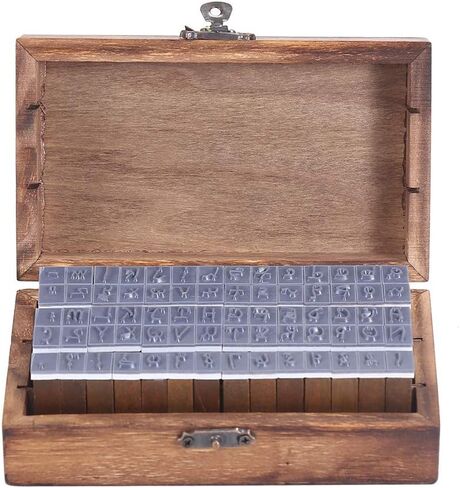 YPSelected Set of 70pcs Vintage Style Wooden Rubber Alphabet Letters Number Symbol Stamps (Regular Script) in Kuwait