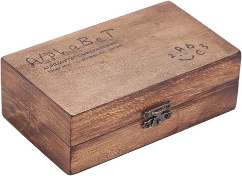 YPSelected Set of 70pcs Vintage Style Wooden Rubber Alphabet Letters Number Symbol Stamps (Regular Script) in Kuwait