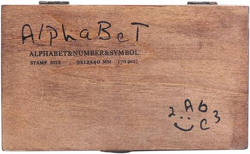 YPSelected Set of 70pcs Vintage Style Wooden Rubber Alphabet Letters Number Symbol Stamps (Regular Script) in Kuwait