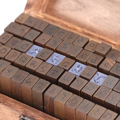 YPSelected Set of 70pcs Vintage Style Wooden Rubber Alphabet Letters Number Symbol Stamps (Regular Script) in Kuwait
