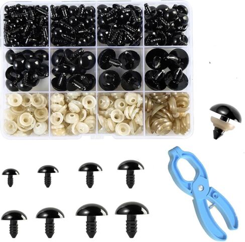 iSuperb 400 Pcs Mini Black Glass Eyes Kits for Crochet Craft Needle Felting Bears Safety Eyes DIY Halloween Decorations Crochet Stuffed Animals Crafting Tools, Each Sizes of 100pcs (2/3/4/5mm) in Kuwait