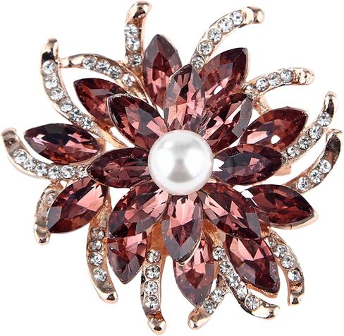 Vintage Crystal Flower Brooch Fashion Crystal Large Flower Brooch Rhinestone Multicolor Collar Pin Shiny Zircon Corsage Sweater Pin Holiday Party Fashion Dress Jewelry for Women in Saudi Arabia