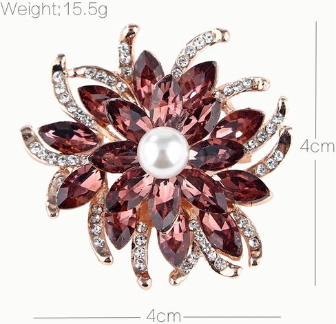 Vintage Crystal Flower Brooch Fashion Crystal Large Flower Brooch Rhinestone Multicolor Collar Pin Shiny Zircon Corsage Sweater Pin Holiday Party Fashion Dress Jewelry for Women in Saudi Arabia