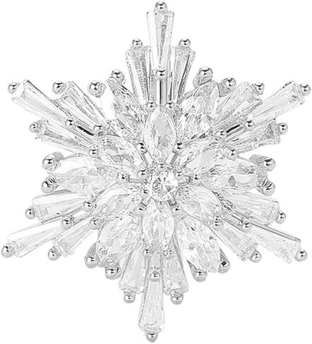 Elegant Snowflake Brooch Cubic Zirconias Wedding Statement Fashion Crystal Brooches Lapel Pin Dress Accessories Jewelry Birthday Graduation Gift for Women Men Xmas Christmas Holiday Party in Saudi Arabia